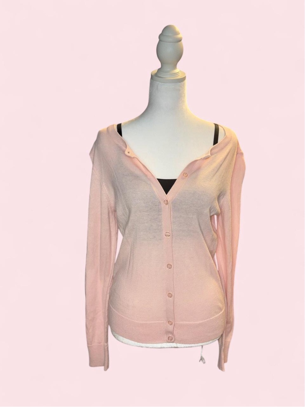Faded Glory Soft Pink Button-Up Cardigan